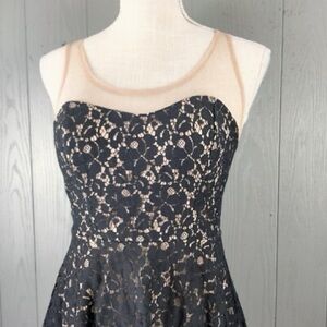 American Rag Black Lace Strapless Fit & Flare Dress with Nude Lining